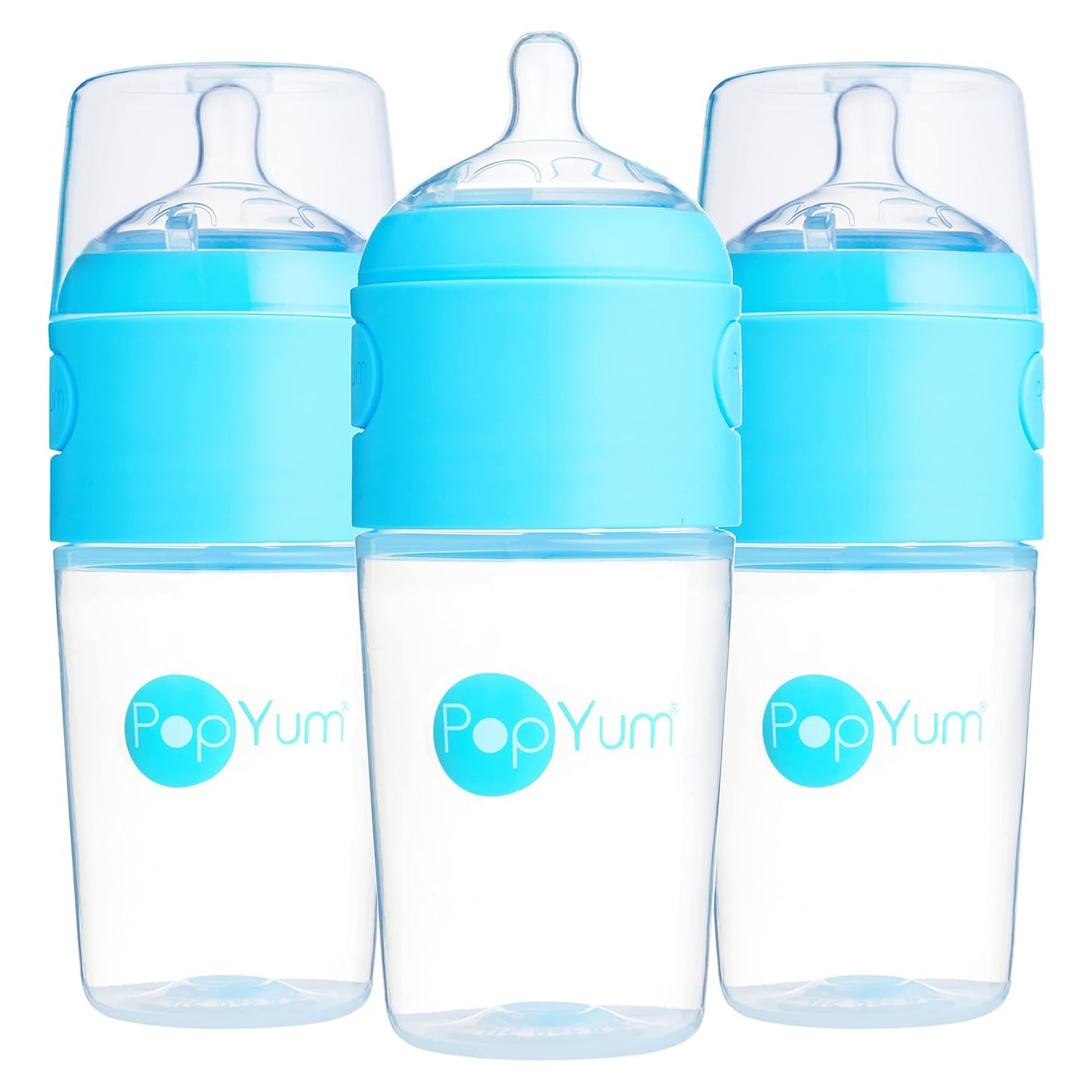 PopYum 9 oz Blue Anti-Colic Baby Bottles for Easy Feeding
