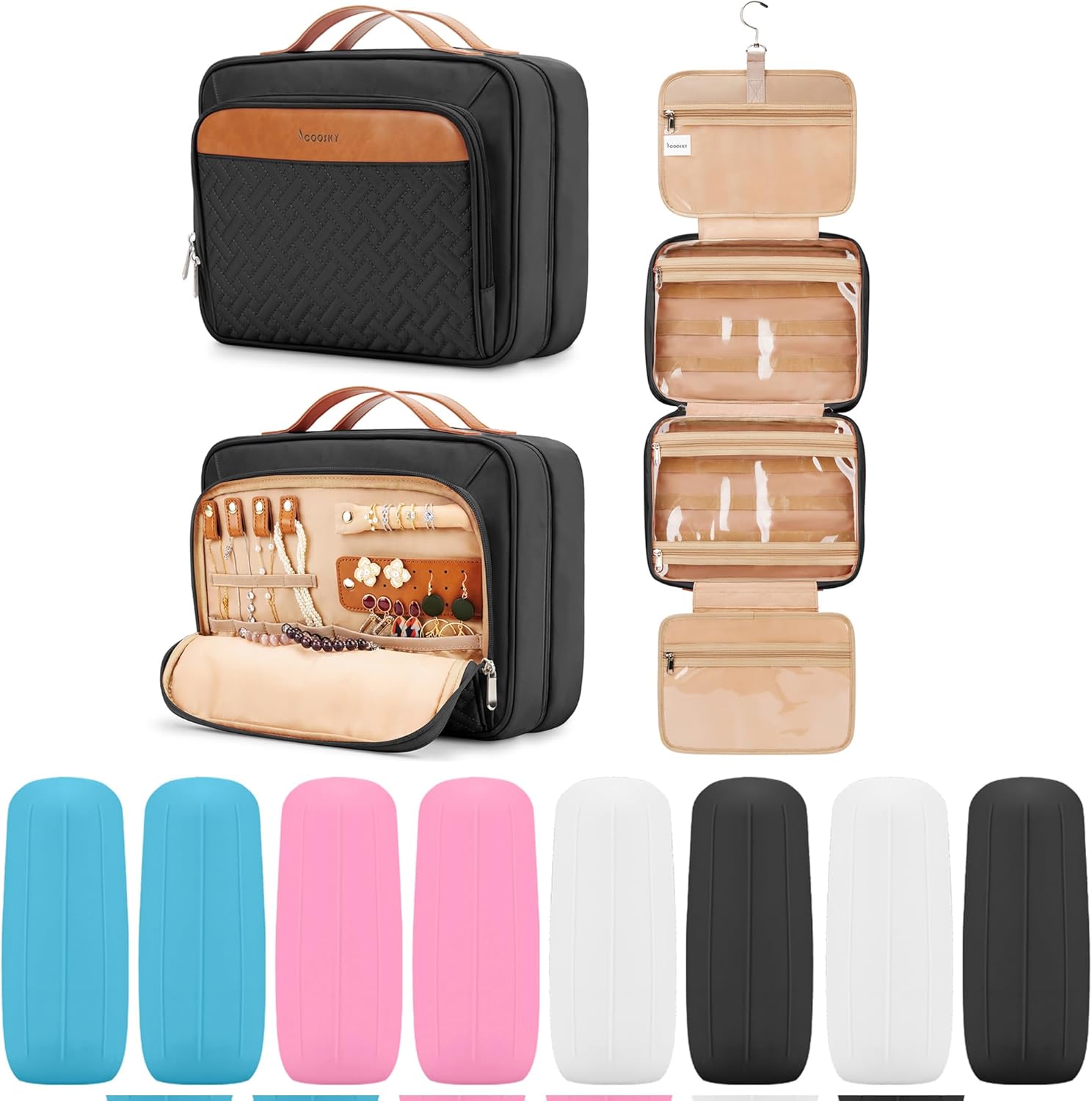 Travel Hanging Toiletry Bag for Women with Jewelry Organizer
