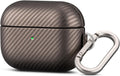 Leather Case for AirPods Pro 2 - Carbon Fibre Texture, Keychain