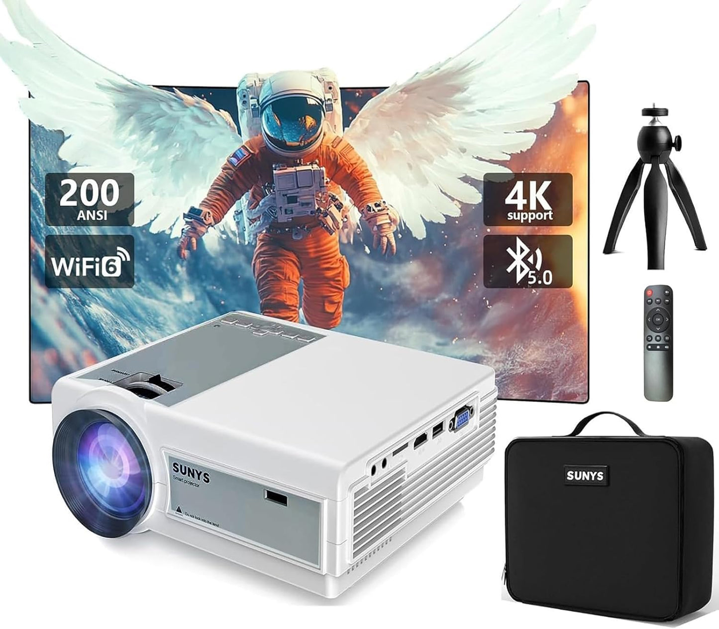 Sunys 5G WiFi Projector: Crisp 1080P HD, Phone Compatible