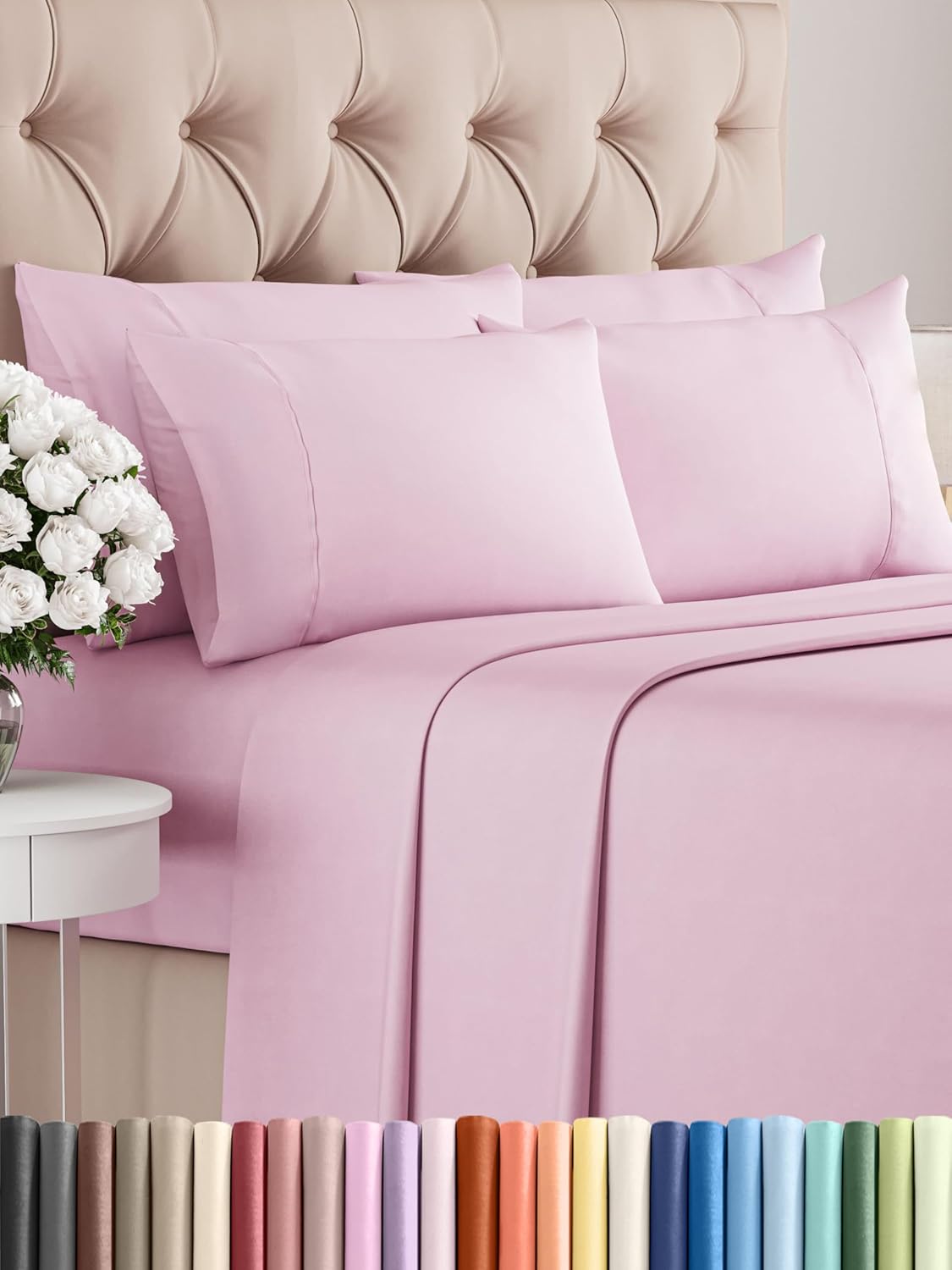 Queen 6 Piece Sheet Set - Ultra Soft Cooling Sheets for Sleepers