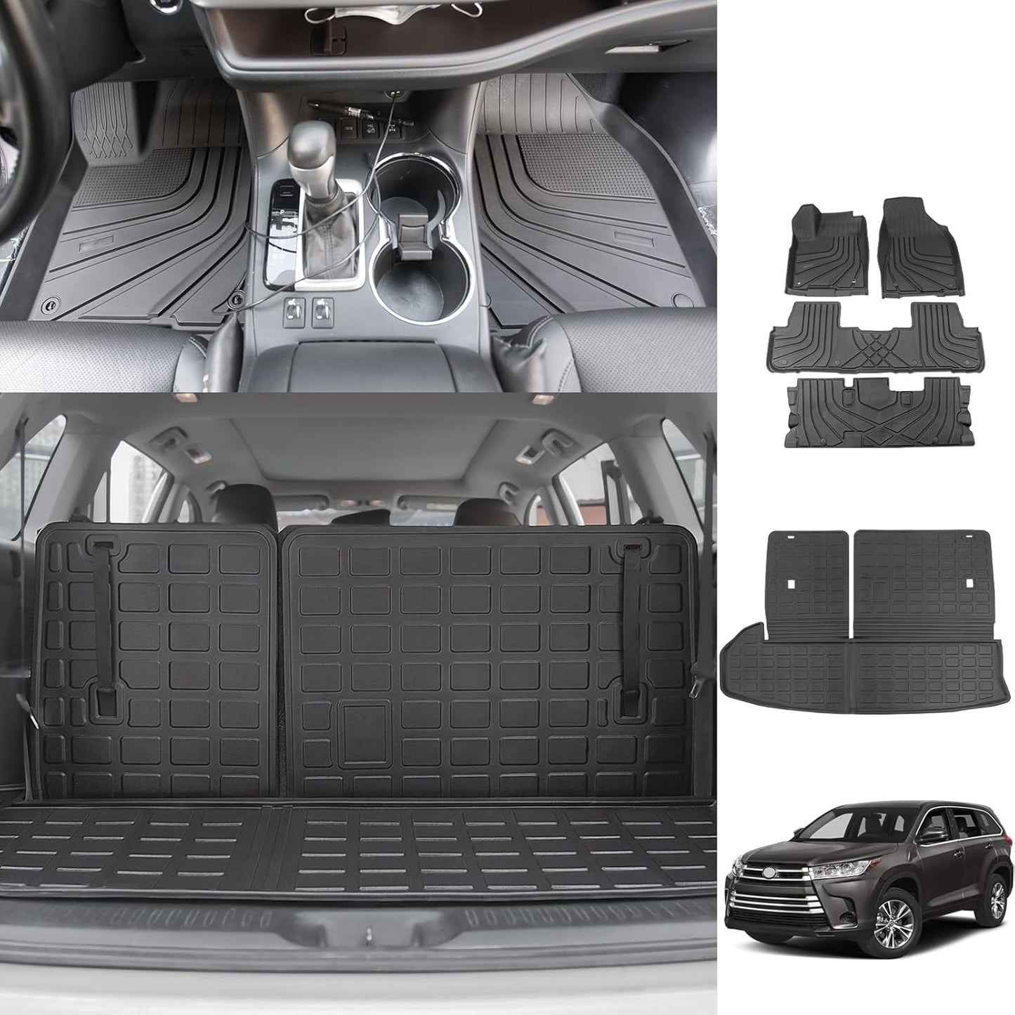 powoq Floor Mat for 2014-2019 Toyota Highlander Cargo Protection