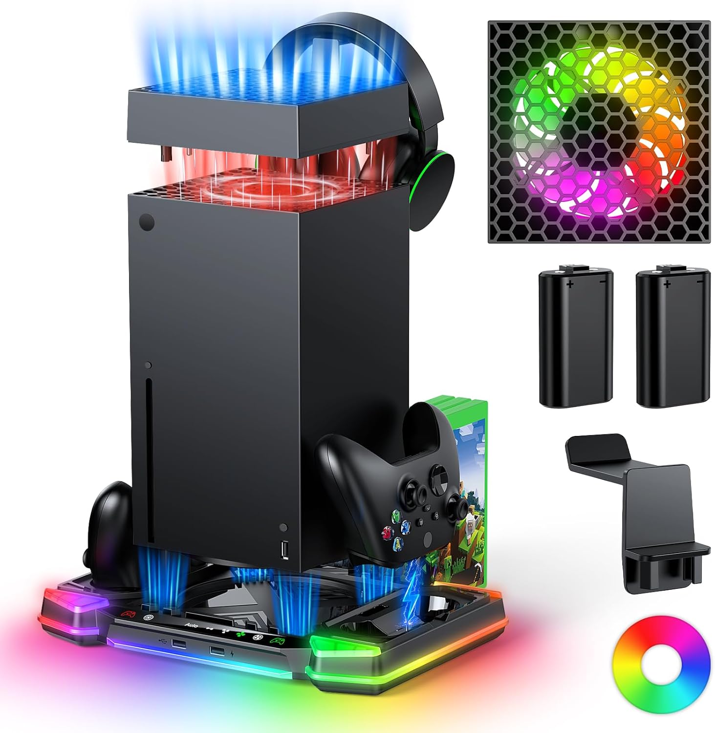 Top Auto Cooling Fan & Charge Stand for Xbox Series X Console