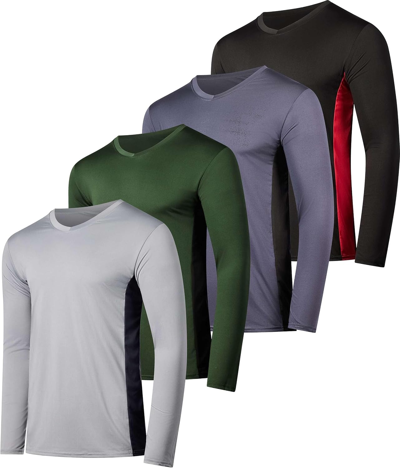 Men's Dry Fit Long Sleeve V-Neck T-Shirts for Outdoor Activities
