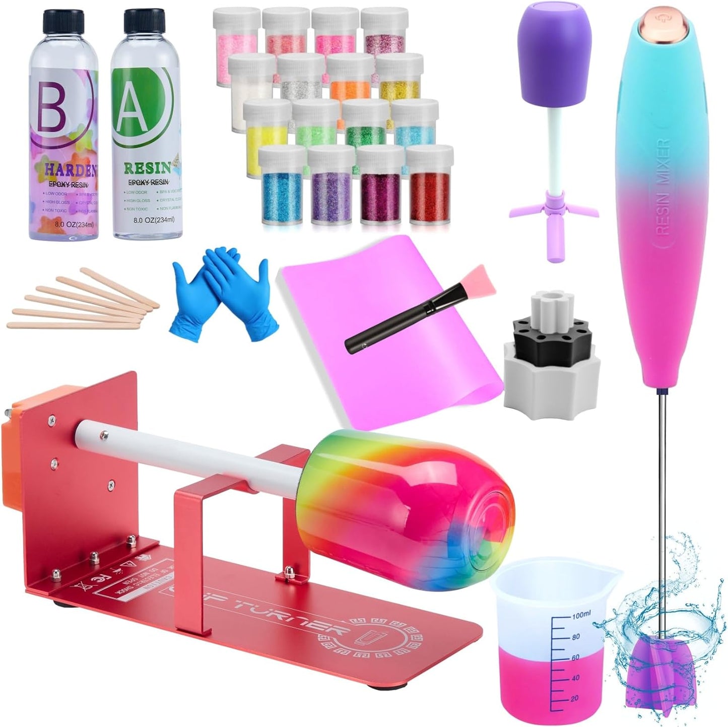 Cup Turner for Crafts Tumbler with Silent Motor and Two-Way Rotation