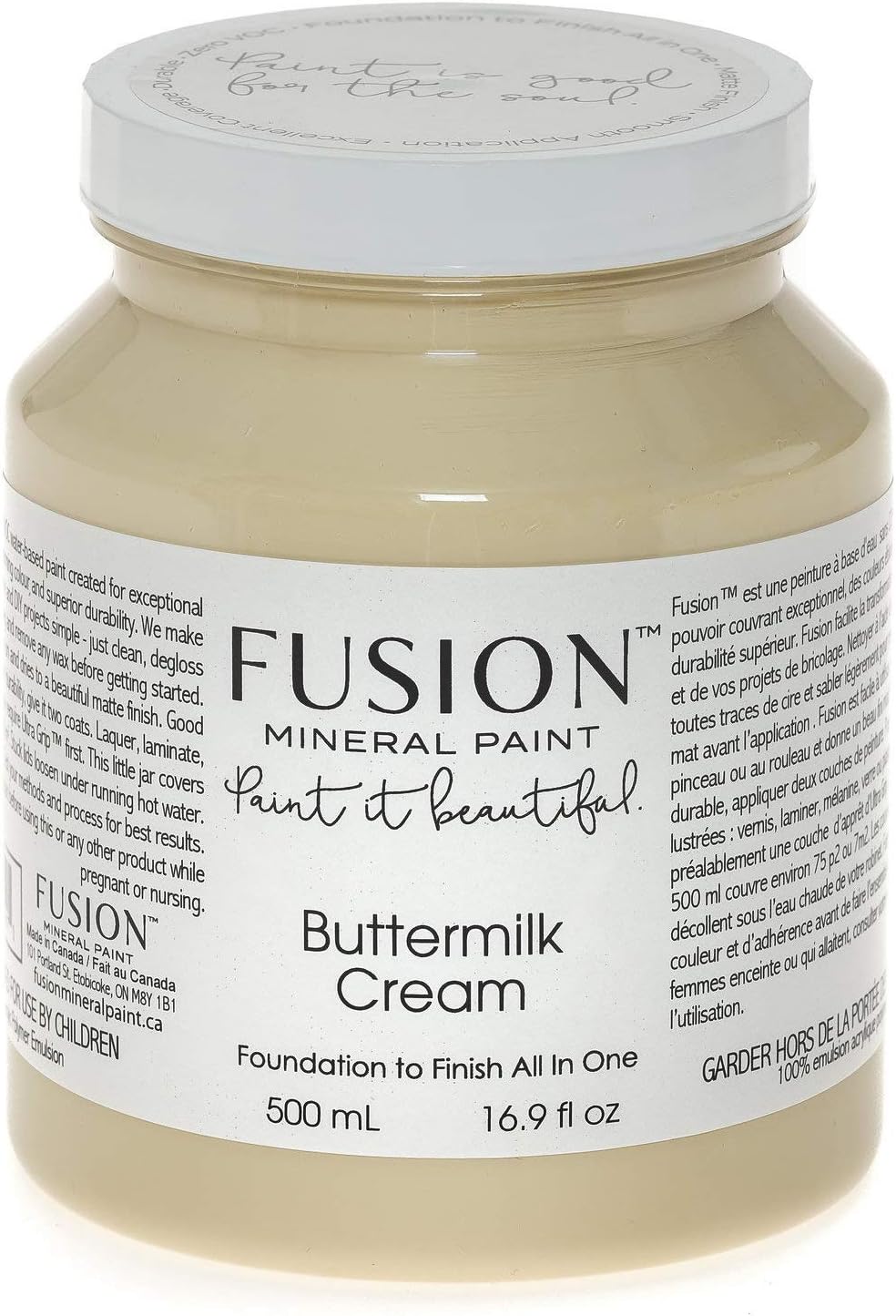 Fusion Mineral Paint Buttermilk Cream 500ml for Easy DIY Projects