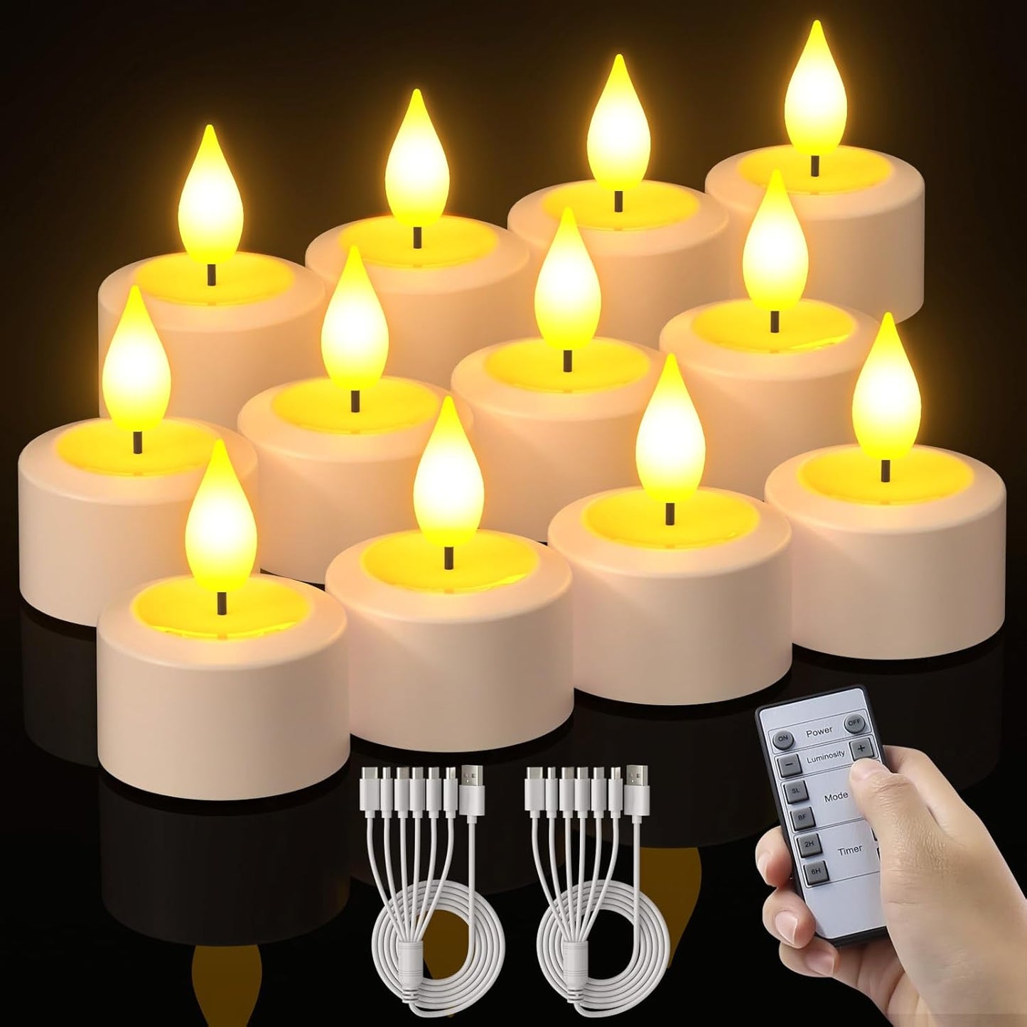 PChero Rechargeable Flameless Candles with Remote Timer for Decor