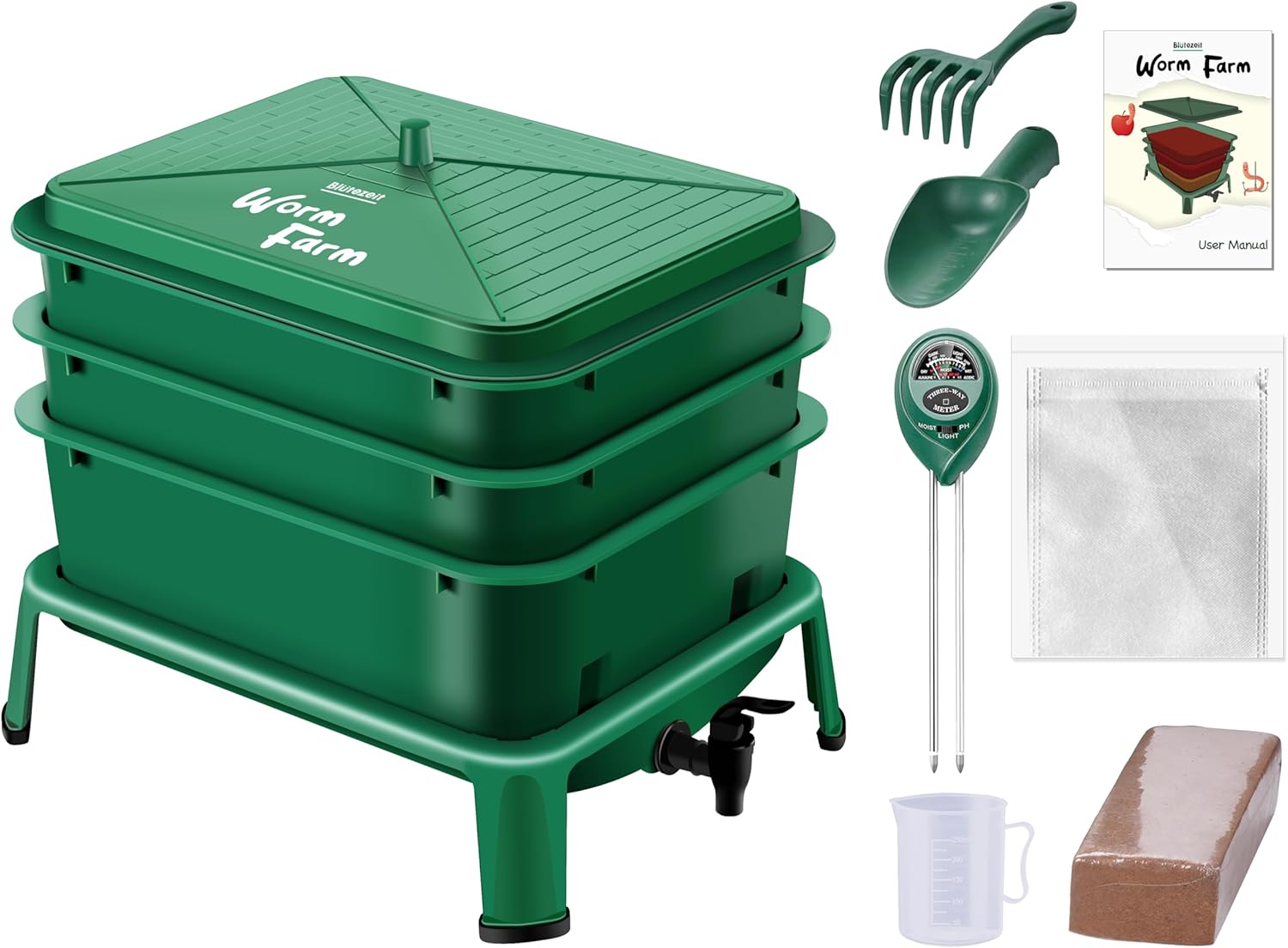 Blutezeit 3-Tray Worm Composter for Efficient Indoor & Outdoor Use
