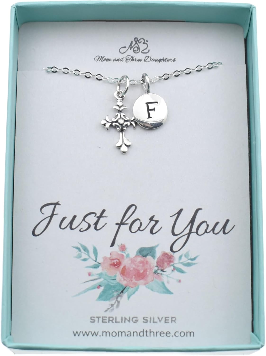 Personalized Little Girl's Cross Necklace in Sterling Silver