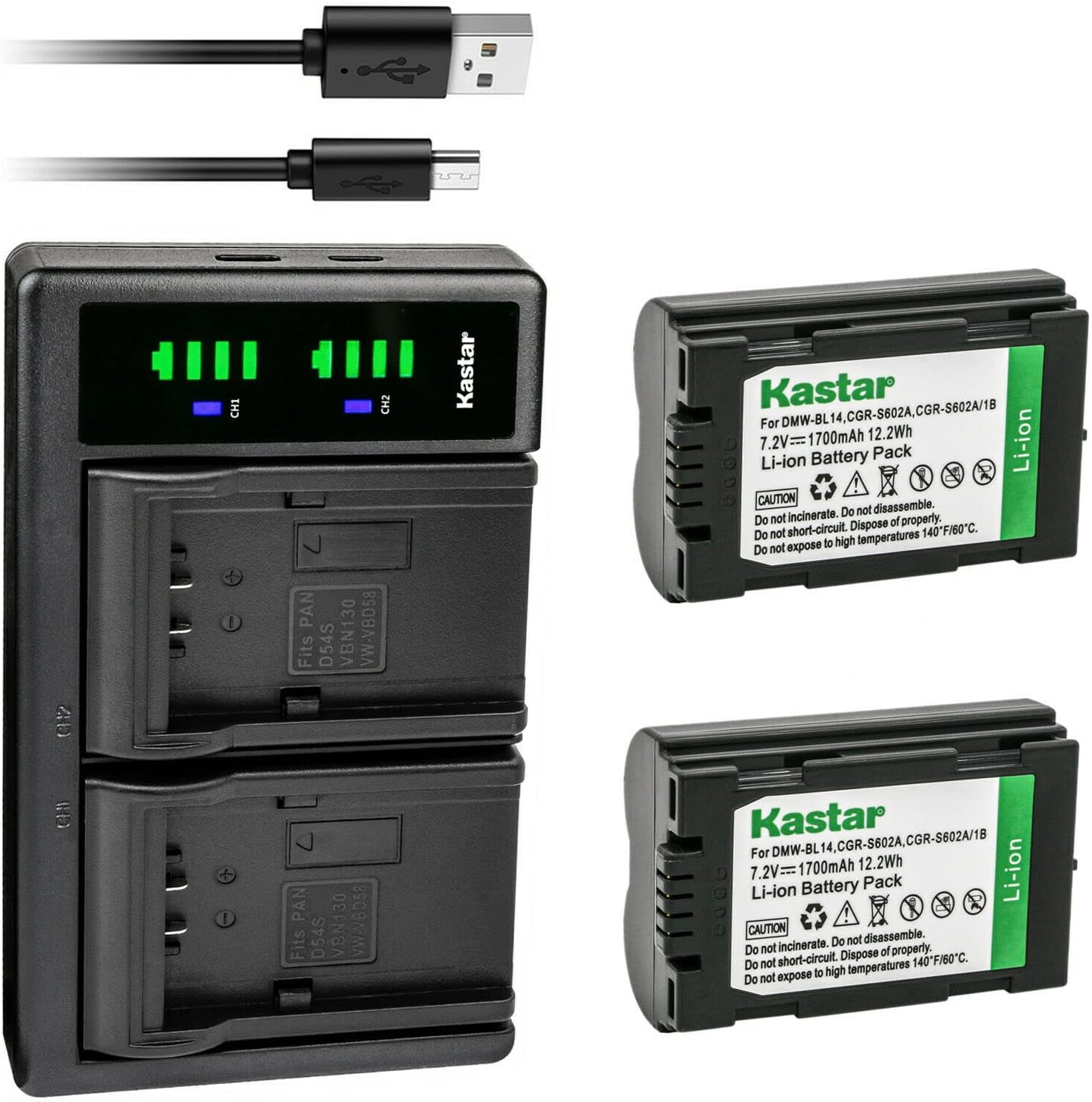 Kastar 2-Pack Battery and USB Charger for Leica Cameras