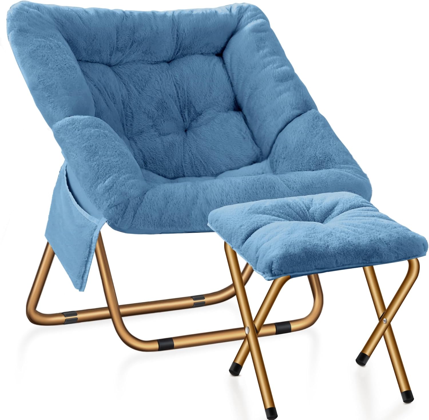 Comfy Saucer Chair for Living Room, Soft Faux Fur Lounge Chair
