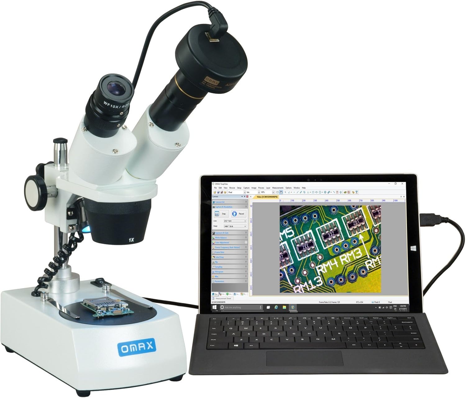OMAX Cordless Stereo Binocular Microscope with 5MP Camera