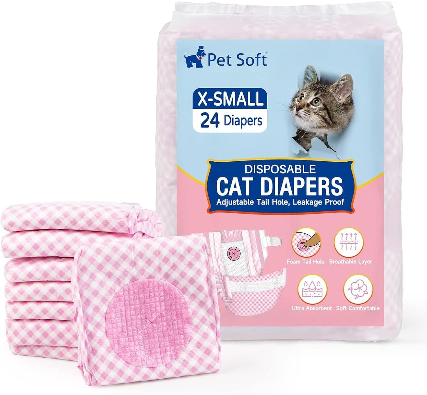 Adjustable Foam Tail Hole, Pet Soft Diapers - Perfect Fit for Pets!
