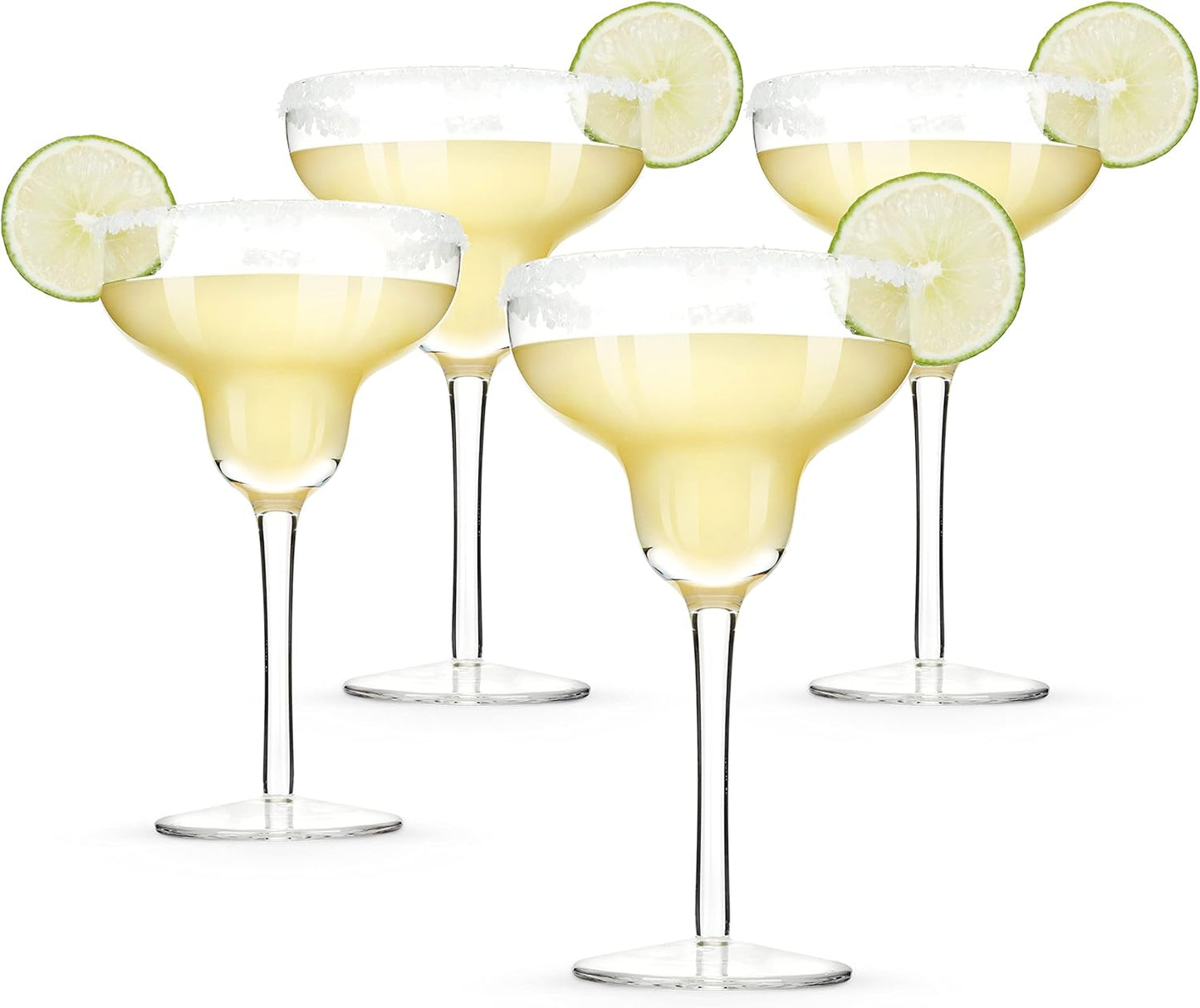 TRUE Margarita Glass Set of 4 - Crystal Stemmed Cocktail Glasses