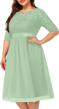 Plus Size Lace Chiffon Wedding Guest Midi Dress - Flattering Fit