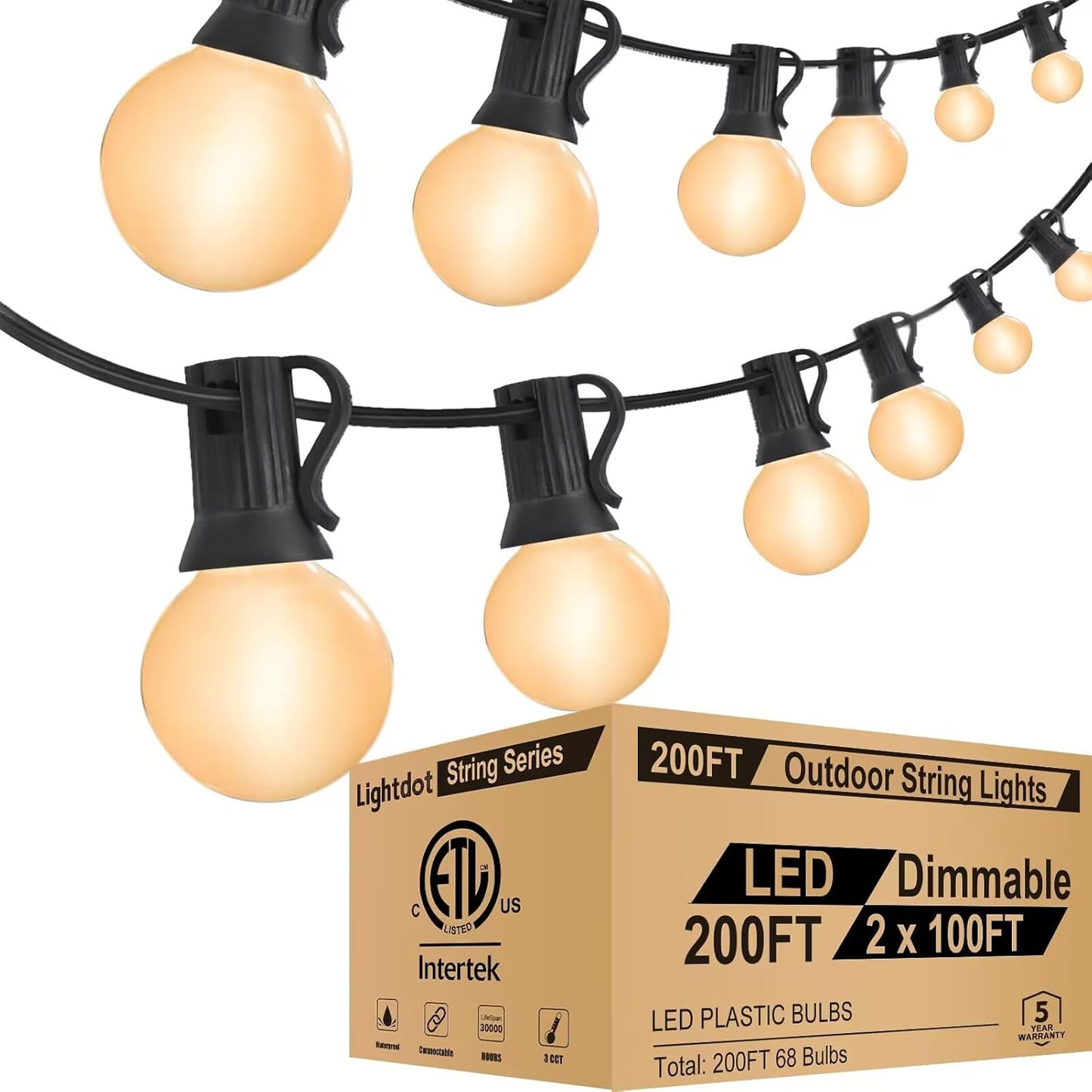 Lightdot 200FT Outdoor String Lights for Cozy Ambiance