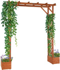 Wooden Garden Arbor with Planter - Sturdy Trellis Arch for Vines