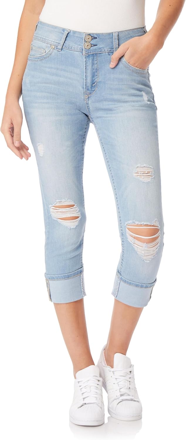 WallFlower Women's Luscious Curvy Crop Mid-Rise Jeans for All