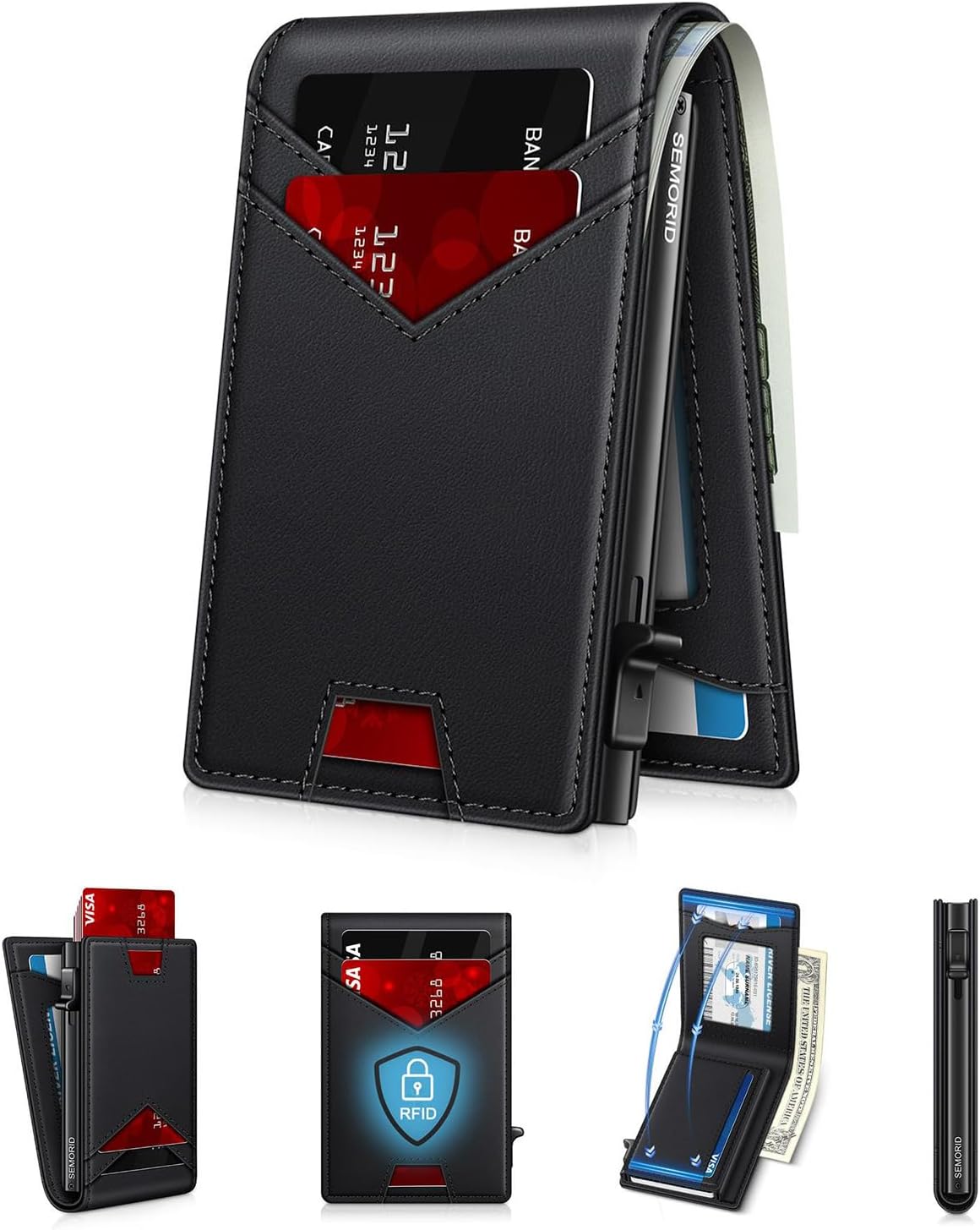 Slim Pop Up Card Holder Wallet for Men with RFID Blocking