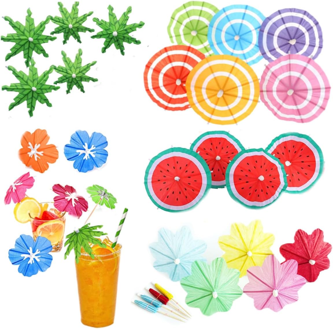 Tropical Luau Party Umbrella Picks Set