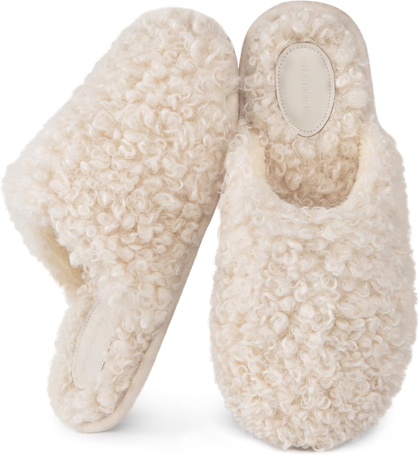 Snug Leaves Women's Scuff Slippers: Furry Cute Indoor Comfort