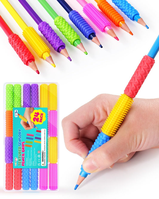 24 Pack Silicone Pencil Grips: Calming Fidget Tool