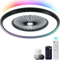 24in Bladeless Ceiling Fan with RGB Light Remote - Low Profile Modern