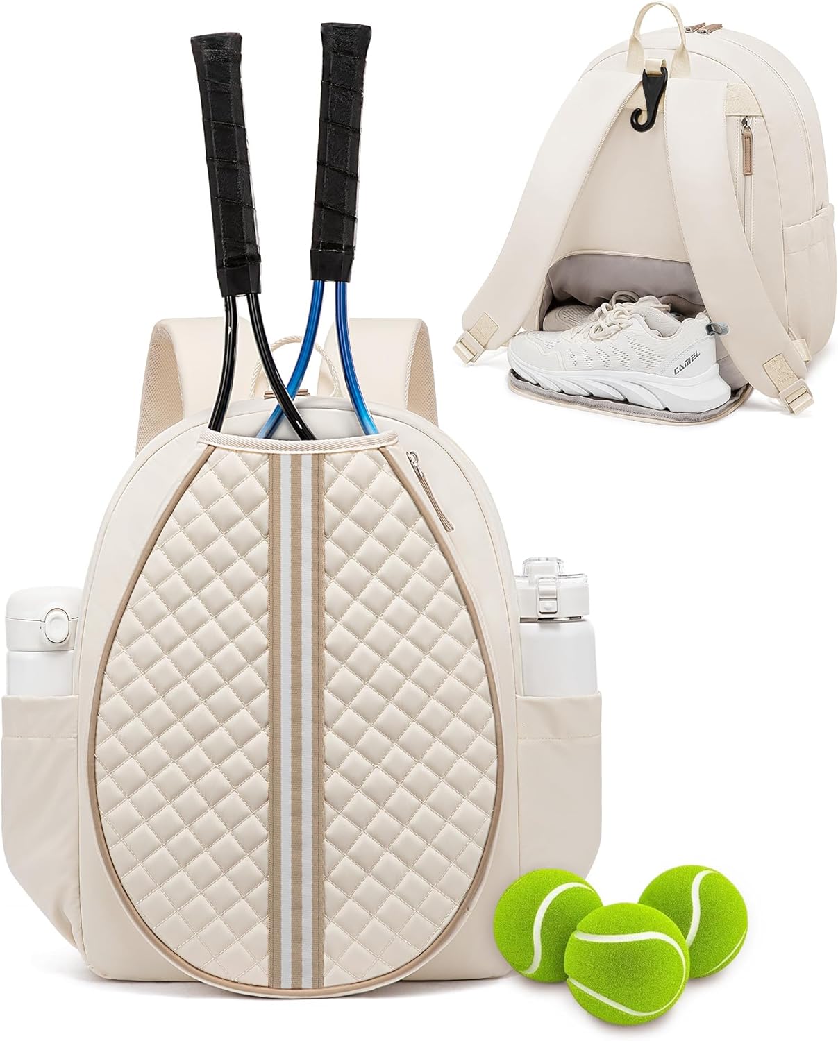 Quilted Tennis Sling Backpack for Rackets and Gear Storage