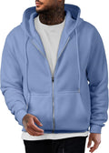 Mens Full Zip Cotton Hooded Fleece Pullover - Soft, Casual Comfort