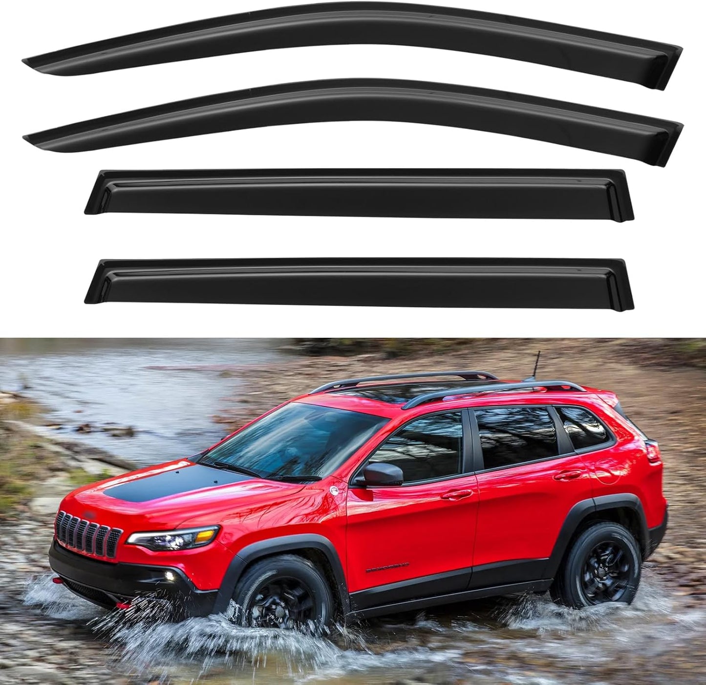Window Visors Rain Guards for 2014-2023 Jeep Cherokee Models
