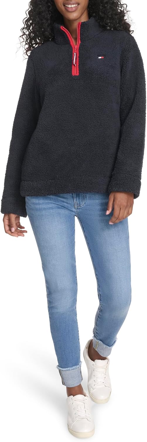 Tommy Hilfiger Womens 1/4 Zip Mockneck Sherpa Pullover Review