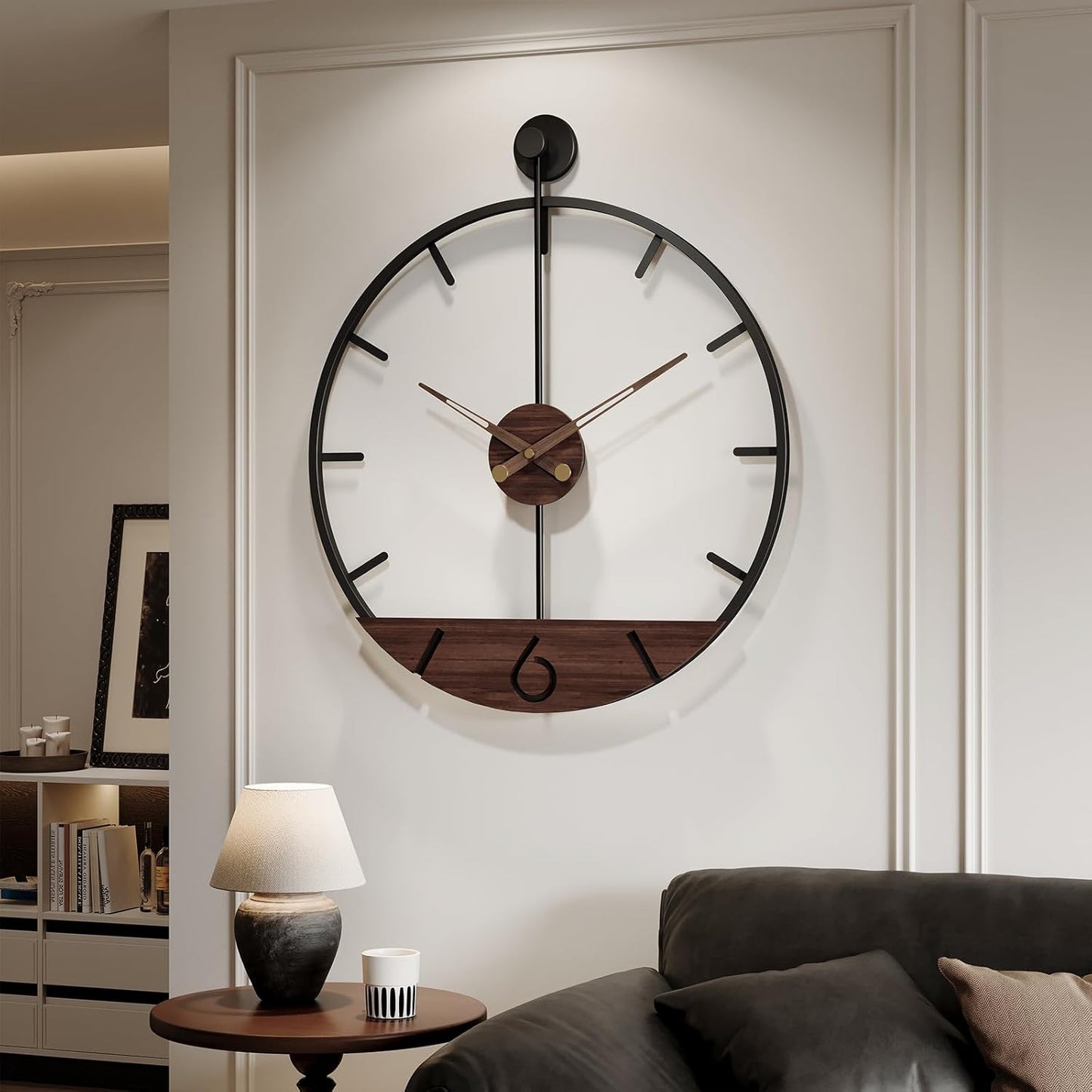 Extra Large 36 Inch Modern Black Metal Wall Clock for Home