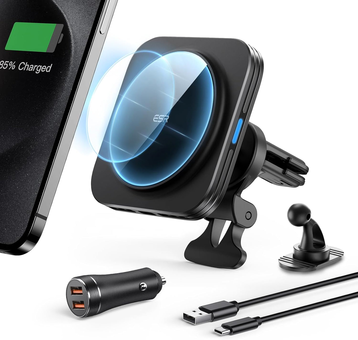 ESR 15W Magnetic Car Charger for iPhone & Galaxy