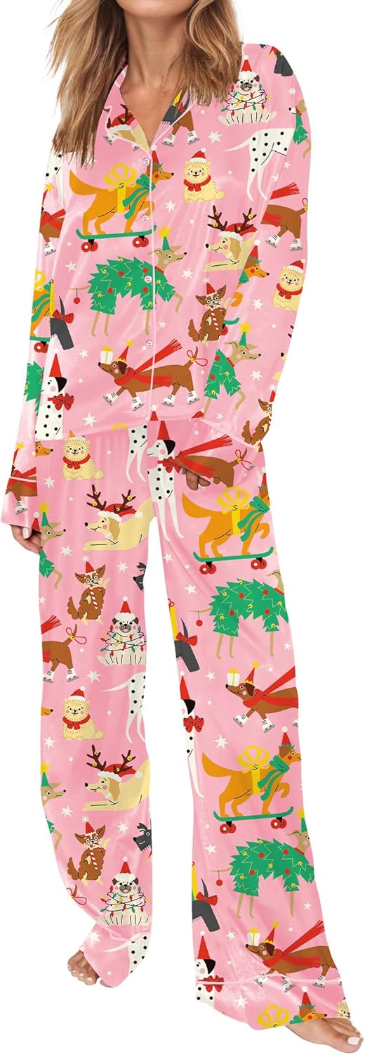 Satin Pajamas Set for Women with Classic Animal Print Design
