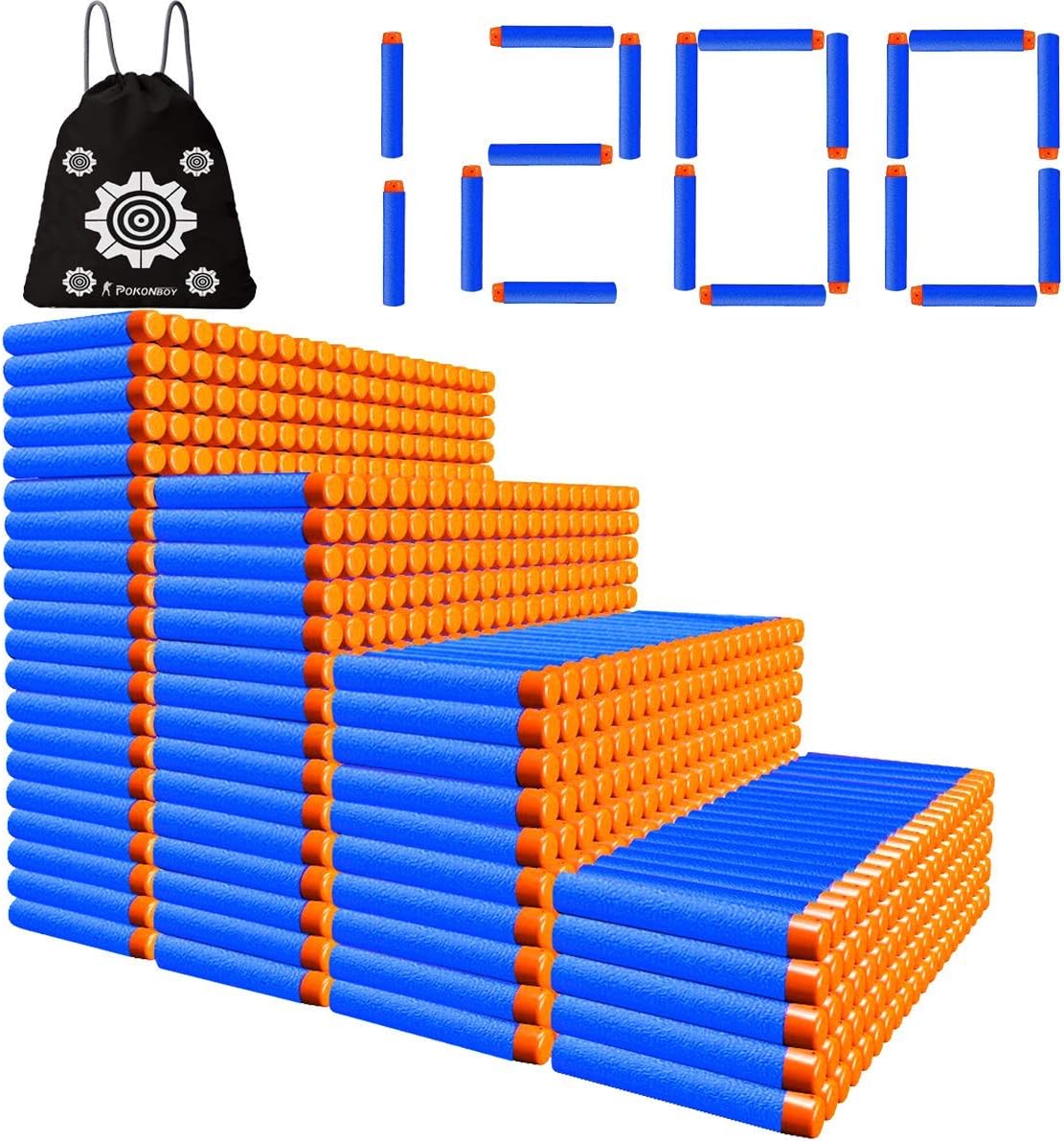POKONBOY 1200 Pack Refill Darts for Nerf Guns - High Quality Foam