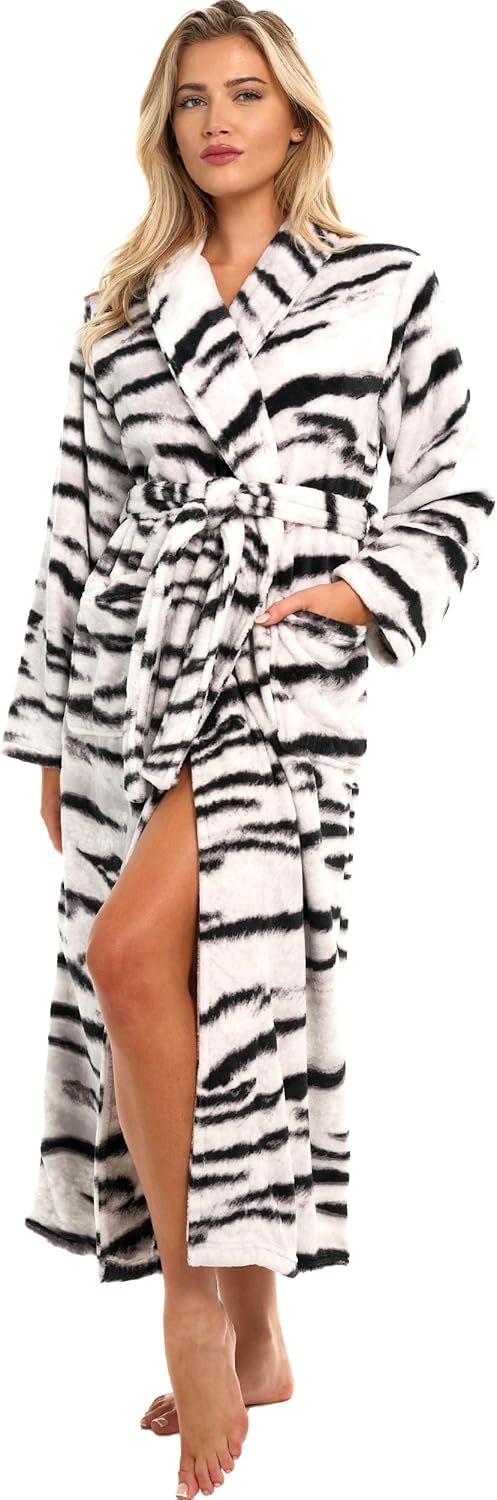 Alexander Del Rossa Plush Robe for Women - Cozy Winter Comfort