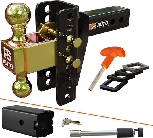 PSAUTO Adjustable Ball Mount Trailer Hitch for Heavy Towing