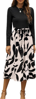 Zattcas Women Summer Midi Dress - Modest Ribbed Workwear