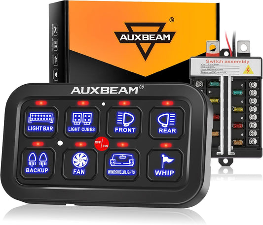 Auxbeam 8 Gang Switch Panel for Car Truck Offroad ATV SUV