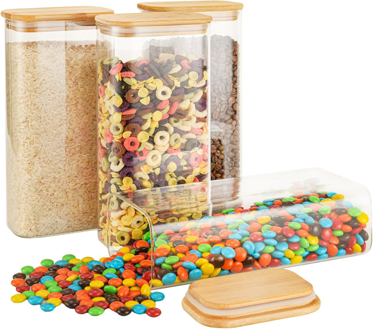 64oz Rectangle Airtight Glass Storage Containers for Kitchen Use