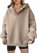 Womens Oversized V Neck Hoodie Pullover - Cozy Fleece Fall Fit