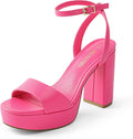 Platform High Heels for Women Chunky Round Open Toe Ankle Strap Chic