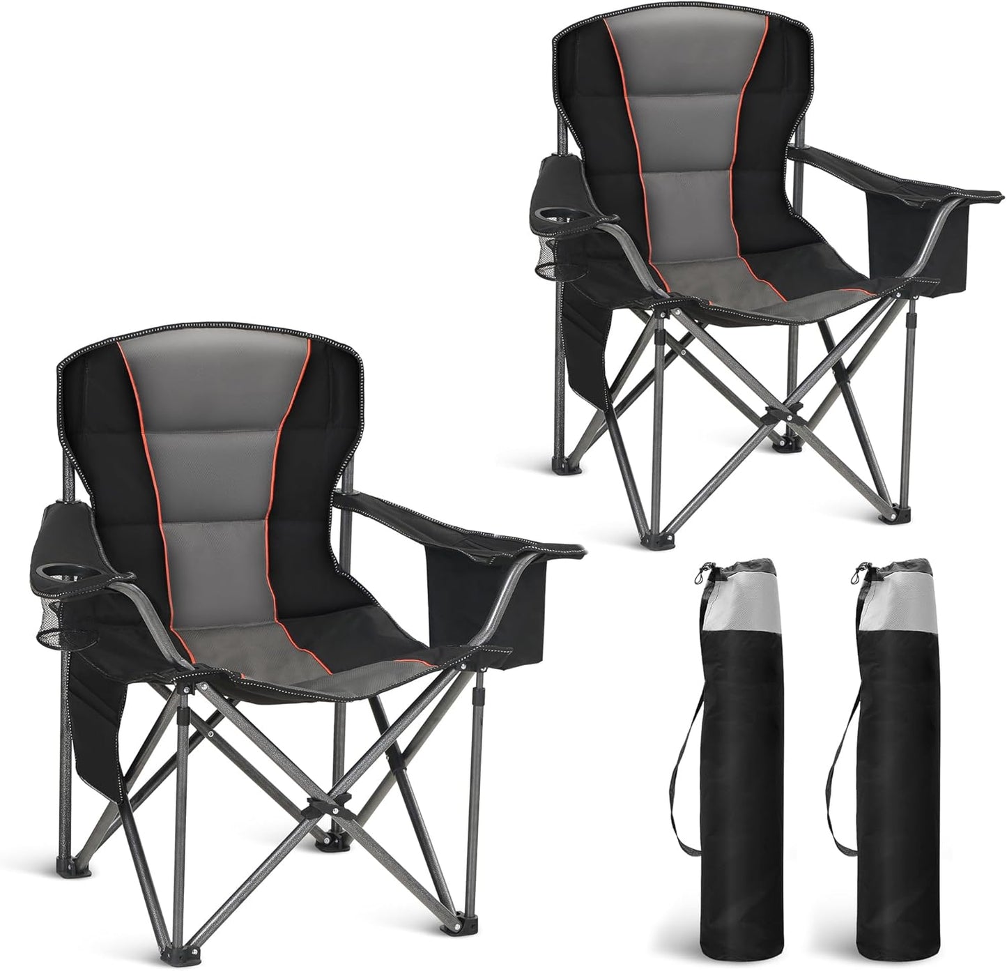 Portable Heavy Duty Camp Chair 450 LBS Support, 2-Pack