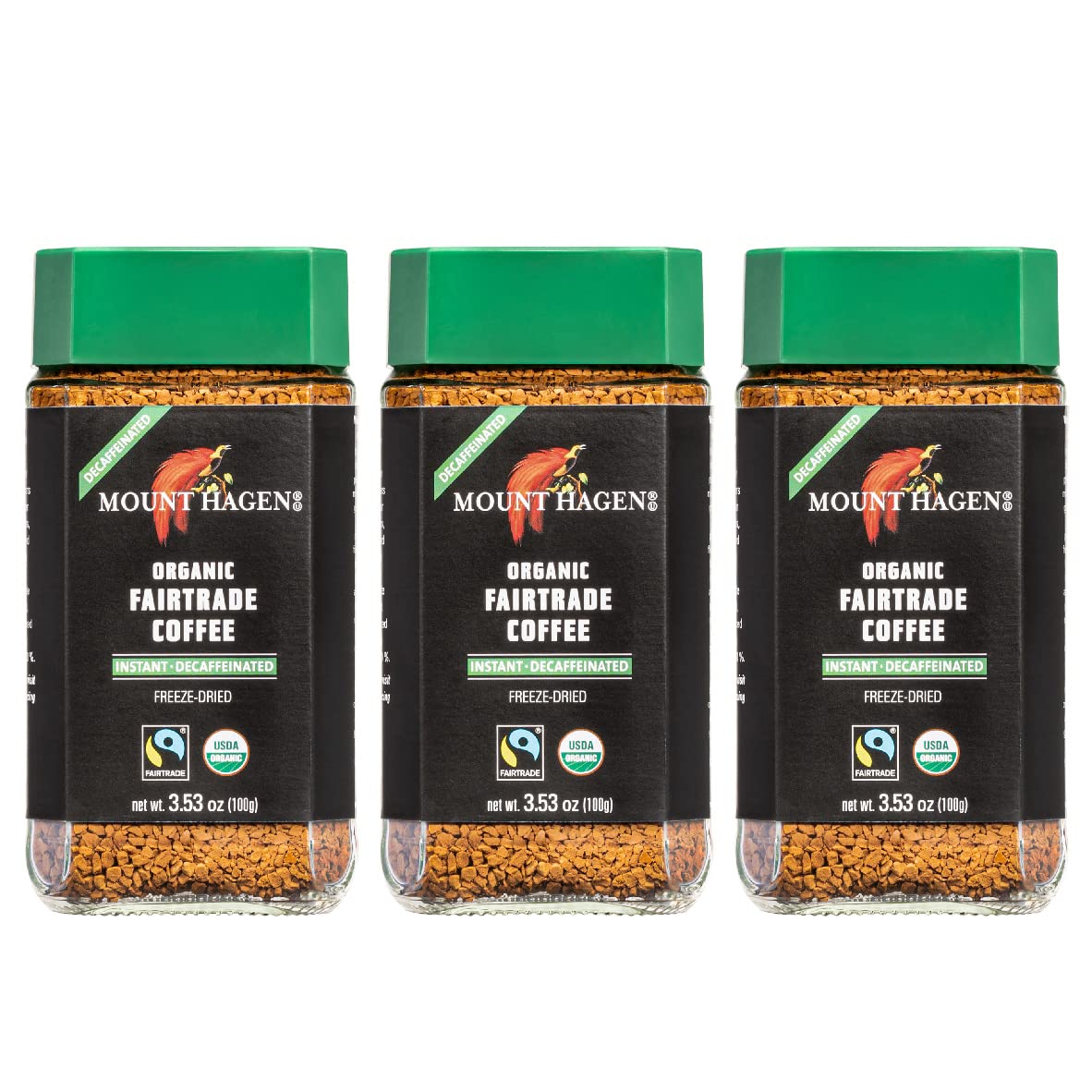 Mount Hagen Organic Freeze Dried Instant Decaf Coffee 3 Pack