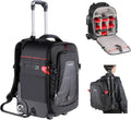 2-in-1 Rolling Camera Backpack Trolley Case 50x33x25 cm - Heavy Duty