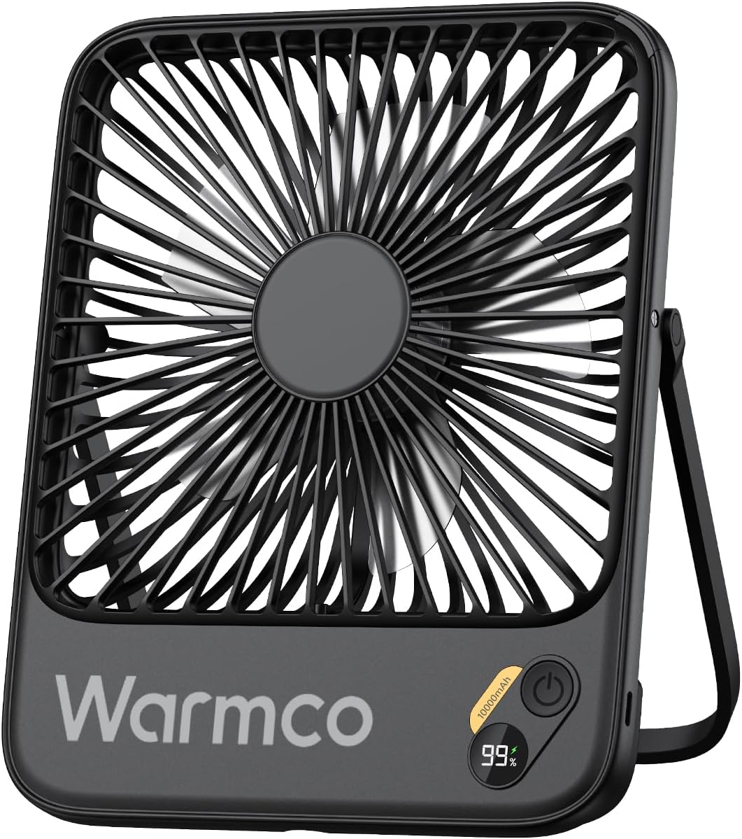 Warmco 10000mAh Portable Travel Fan for Camping and Office