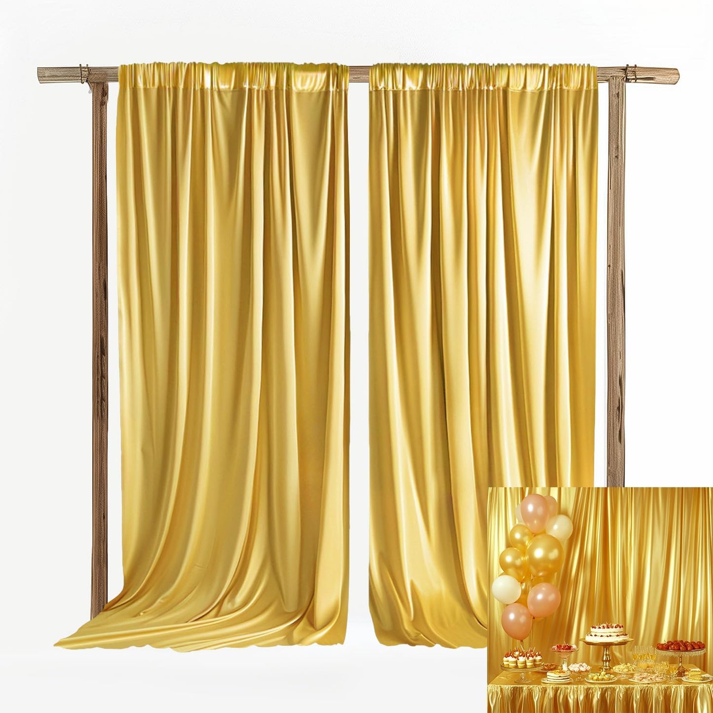 10x10ft Gold Wedding Curtains Backdrop for Stunning Events