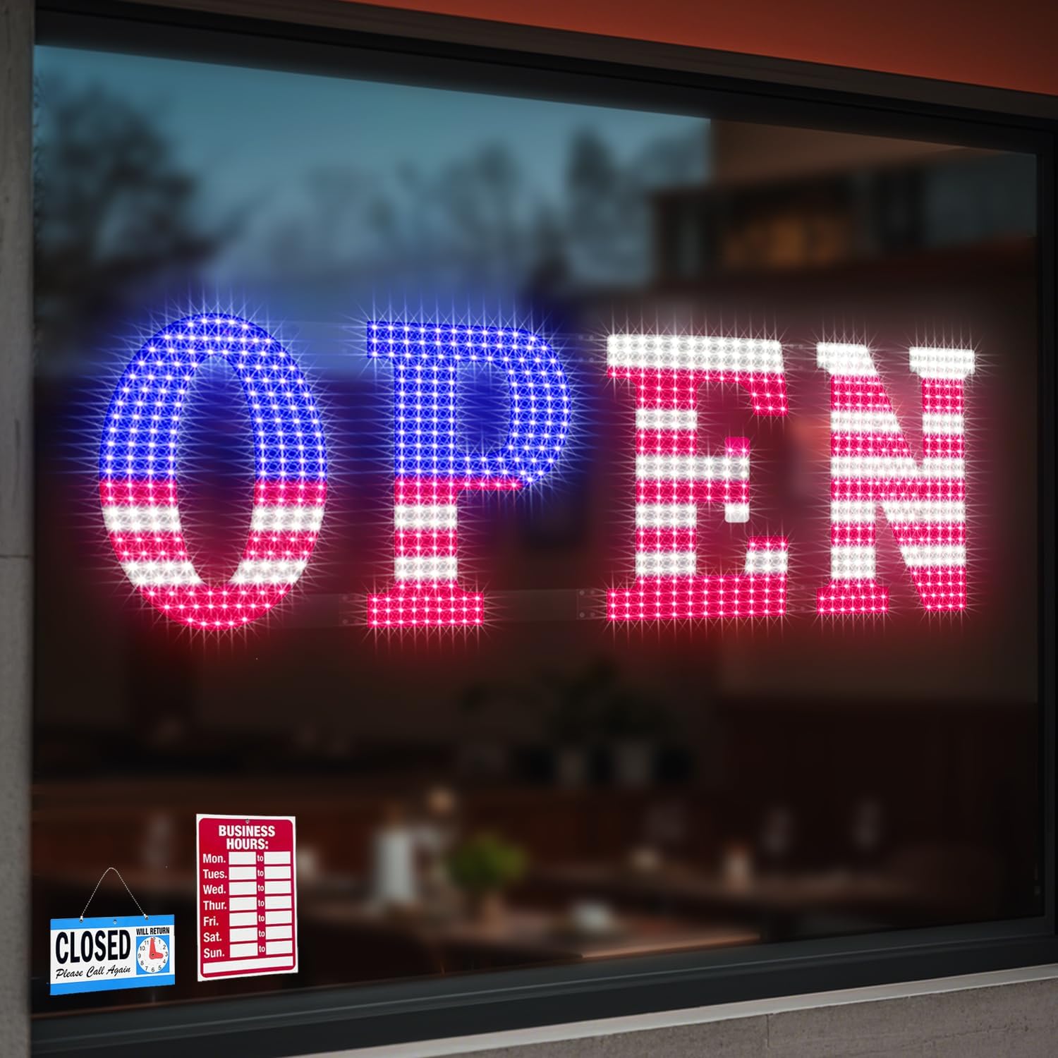 30ft' x 10ft' Large Open Signs for Business with Bright LED Lights