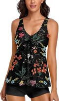 Modest Tankini Swimsuits for Women - Floral Two Piece Tank Top