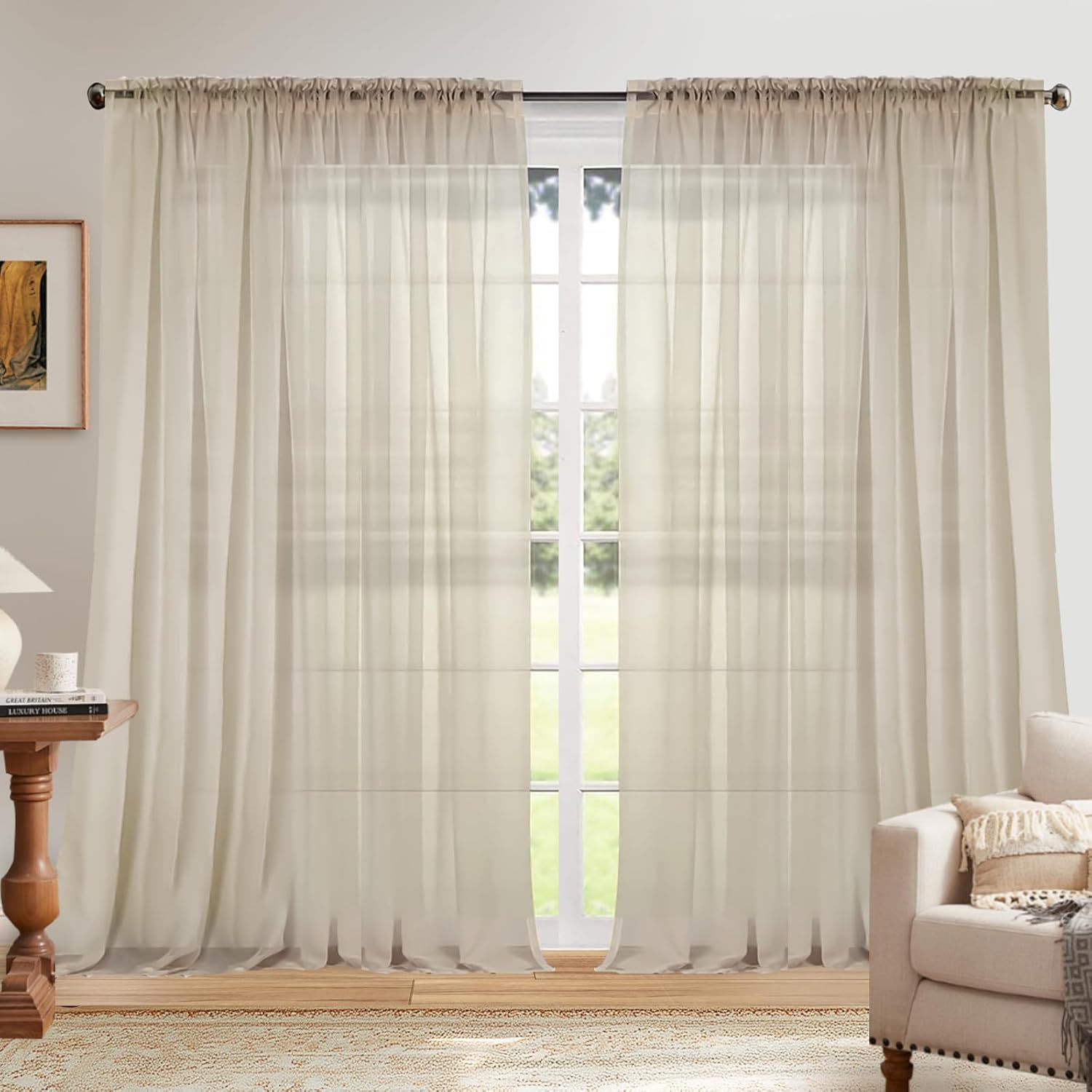 Dreaming Casa Solid Sheer Curtains for Bedroom and Living Room